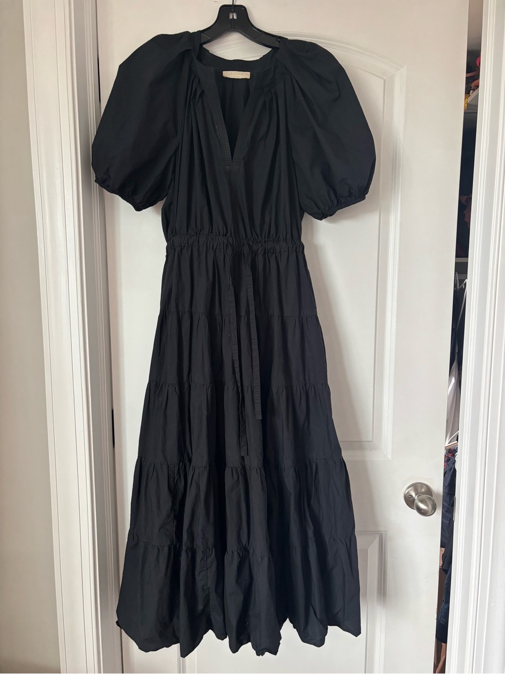 Ulla Johnson ‘Olina’ -Black Puff-Sleeve Tiered Maxi Dress